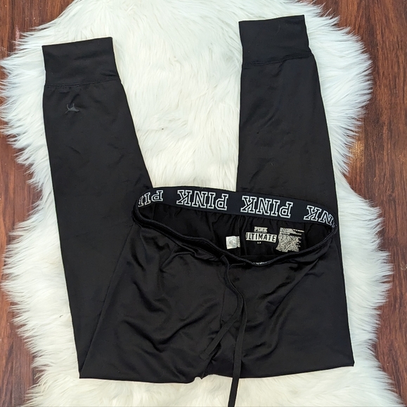 PINK Victoria's Secret Pants - PINK Victoria's Secret Ultimate Jogger Leggings Black with Fold Over Waistband